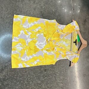 Banana Republic Yellow Floral Ruffle-Trim Dress